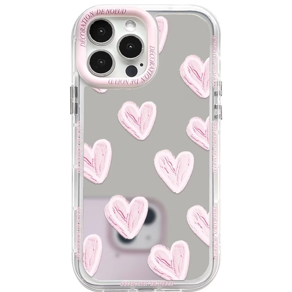 Clear Phone Case with Pink Heart Accents - Stylish Protective Cover